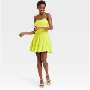 A New Day™ - Beach Bungalow (Lime) Linen Mini Dress